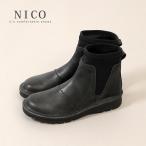 コンフォートシューズ サイドゴアブーツ レディース 本革 NICO ニコ 4E ワイズ 7206 ショートブーツ 厚底 靴 カジュアル 日本製 撥水