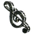 Yahoo! Yahoo!ショッピング(ヤフー ショッピング)音符 モチーフ 音楽 ピンブローチ ト音記号 縦3.7cm 横1.6cm ブラック