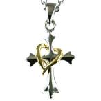 ハート掛けクロスネックレス ゴールド