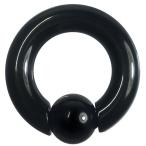 ステンレスボディピアス 2G 内径16mm スプリングボール10mm ブラック