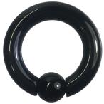 ステンレスボディピアス 4G 内径16mm スプリングボール8mm ブラック