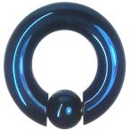 ステンレスボディピアス 0G 内径18mm スプリングボール10mm ブルー