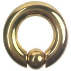 ステンレスボディピアス 0G 内径18mm スプリングボール10mm ゴールド