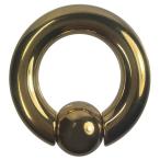 ステンレスボディピアス 2G 内径16mm スプリングボール10mm ゴールド