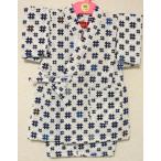 【キズあり・特価処分品】男の子用甚平注染ゆかた地90サイズ・白地大きな井げた柄(bj0w08n)