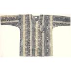 祭り鯉口シャツ・黒モスグリーン地江戸小紋柄・大サイズ(ik0s01f)