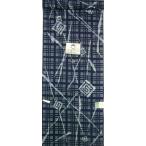 男物竺仙ゆかた反物ローケツ染め・紺格子柄(tm0w01nf)