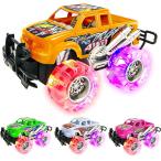 ArtCreativity Light Up Monster Truck Set for Kids - Includes 4  6 Inch Trucks with Beautiful Flashing LED Tires - Push n Go Toy Cars for Boys and Gir