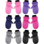 Hicarer 6 Pairs Kids Ski Gloves Windproof Warm Snow Mitten for Winter Outdoor Activities (Solid Colors 3-5T)　並行輸入品