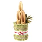 正月　門松飾り　わらむ　翠竹（すいちく）　国産わらの縁起物　玄関飾り　神棚　リビング　置き型　19×17cm　日本製　国産　招福万来　福寿円満　長寿繁栄