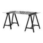 IKEA/ Ikea GLASHOLM/ODDVALD стол, стекло, палец принт черный 