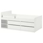 [IKEA/ Ikea / почтовый заказ ]SLAKT потертость kto/ NATTAPA гайка a-pa кроватная рама место хранения + защита направляющие + bed основа ( платформа из деревянных планок ) имеется, белый,90x200 cm[3](69563912)
