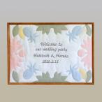 ウェルカムボード 結婚式 完成品　ハワイアンキルト　ミックス　額の色：チーク　ウエディング
