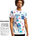 REASON × マイアミバイス Tシャツ 半袖 大きいサイズ Miami Vice 限定 コラボ リーズン 派手 総柄 限定品 モノグラム 柄 グラデーション ナンバープレート