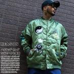 REASON アウター 長袖 スタジャン ブルゾン 大きいサイズ リーズン 中綿 防寒着 派手 総柄 ミリタリージャケット スカル スカジャン バイク インヤンボール b系