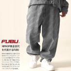 FUBU デニム ジーンズ メンズ 大きいサイズ フブ ジーパン Gパン ゆったり 太め バギー パンツ 派手 総柄 紐付き ワイドパンツ ビッグシルエット 黒シブ b系