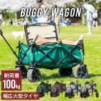 キャリーカート キャリーワゴン バギー 耐荷重100kg 極太タイヤ 頑丈フレーム 折りたたみ キャスター付 アウトドア アウトドア キャンプ 釣り 台車 4輪