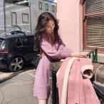 ニットワンピース レディース ミニ丈 長袖 Aライン パフスリーブ Welina 春 秋 冬 きれいめ 大きいサイズ 大人可愛い 膝上 ワンピ 着痩せ 体型カバー
