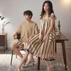 カップルパジャマ ペアルック ルームウェア 春夏 半袖 涼しい Welina（株） さらさら 快適 部屋着 寝間着 ナイトウェア 記念日プレゼントにも