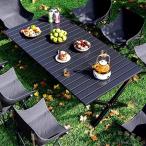 折り畳みキャンプテーブル軽量コンパクト おしゃれレジャーアウトドアテーブル Welina（株） 収納袋付きソロキャンプ2-4人用 アルミロールテーブル