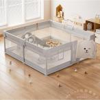 ベビーサークル ハイタイプ 扉付き 200×180cm 大型メッシュ Welina 収納バッグ付き 洗濯可 滑り止め プレイヤード フェンス 遊び場づくりに最適