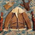 ムートン フライトジャケット ブラウン ボマー ボンバー Welina イタリアンレザー ラム 羊革 防寒 メンズ 本革 アウター ヴィンテージ風 冬コーデ