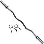 Nbeebro 300 Ibs 47インチオリンピック用カールバーEZバー2本襟付き筋力トレーニング器具ホームフィットネスウェイトリフティングバー黒