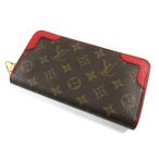 ルイ ヴィトン M61854 モノグラム ジッピー ウォレット レティーロ ラウンド 長財布 ブラウン レッド ゴールド金具 箱付