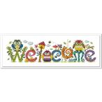 Cross стежок вышивка комплект welcome& добро пожаловать сова узор дизайн печать рукоделие начинающий простой нить способ японский язык вход семья .. вышивка напёрсток yarn threading имеется бесплатная доставка 