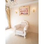 輸入 オーダー家具 クラシック ロココソファ 薔薇の彫刻 １シーター スーパーホワイト色 アイボリーベルベット