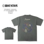 HOUSTON(hyu- камень ) PIGMENT CRACKED PRINT SOUVENIRE TEE(DRAGON)[22301]pig men to трещина do принт Hsu алый a футболка American Casual дракон трещина принт 