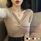 サマー ニット vネック レディース 