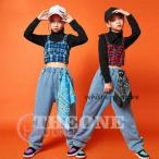  танцевальный костюм Kids Корея Denim девушки tops брюки красный в клетку чёрный выставить .... hip-hop постановка одежда тренировка надеты stage костюм 