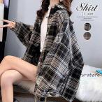 ショッピングネルシャツ ネルシャツ チェック柄 シャツ トップス レディース チェックシャツ 長袖 ロング ゆったり 大きいサイズ オーバーサイズ ドロップショルダー アウター 羽織り