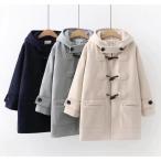 ダッフルコート レディース 秋冬 ミディアム丈コートアウター チェスタージャケット ロング丈 フード付き 通勤 通学 オシャレ 韓国風 チェスターコート