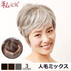 フルウィッグ 返品交換OK 人毛 ウィッグ ショート 医療用ウィッグ 白髪 女性 かつら ミセス 通気性 夏 医療用 上品 爽やか 私元気 JH30S002