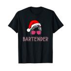 Bartender ヒョウ柄 サンタ 散らかったお団子ヘア レディース サングラス Tシャツ