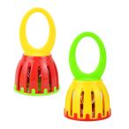 2pcsケージベル子供用オルフ楽器幼児教育玩具打楽器新生児ギフト保育園や幼稚園に適しています1?3歳以上 (レッド+イェロー)