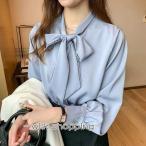 ボウタイブラウス レディース 長袖 ブラウス シャツブラウス ボウタイ とろみシャツ リボンシャツ ワイシャツ フォーマル