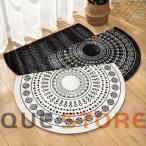 玄関マット エントランスマット 半円 キッチンマット 夏用 カーペット モロッコ柄 エスニック 洗える ドアマット 室内 屋内 半円ラグ マイクロファイバー