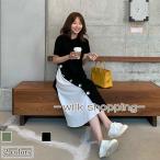 ショッピングワンピース 夏 レディース ワンピース 夏 レディース 半袖ワンピース 偽二枚 ロングワンピ レトロ サマーワンピース ゆったり 快適 夏ワンピース クルーネック バイカラー