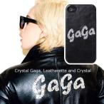 Lux Mobile Lady Gaga レディー・ガガ Crystal Gaga, Leatherette and Crystal - Hard Case for iphone4s ケース ブラック レザー クリスタル デコ