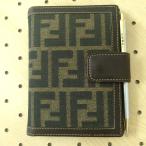 FENDI フェンディ ズッカ キャンバス レザー 手帳カバー 6穴 ブラウン ペン付き イタリア製