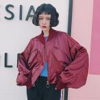 送料無料ボリューム袖MA-1ジャケット レディース 冬 フライトジャケットアウター 秋 厚手 防寒 L204-0145 K