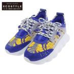 未使用 VERSACE ヴェルサーチ DSU7071E BAROQUE PRINT CHAIN REACTION SNEAKER スニーカー シューズ メンズ ブルー イエロー サイズ43