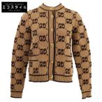 新品同様/国内正規 GUCCI グッチ 713300 GGウール ブークレ ジャカード カーディガン XS ブラウン レディース