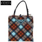 美品 PRADA プラダ 1BA252 RICAMO VELLUTO チェック 2WAYチェーン ショルダーバッグ マルチカラー レディース