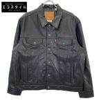 LEVI‘S リーバイス 裏地ストライプ フェイクレザー ジャケット ブラック XL ジャケット レザー メンズ 中古