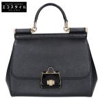 ショッピングGABBANA DOLCE＆GABBANA ドルチェアンドガッバーナ BB6002 シシリー ターンロック レザーフラップ 2WAY ハンドバッグ ブラック レディース