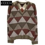 ショッピングヴェネタ BOTTEGA VENETA ボッテガヴェネタ ブラウン 幾何学 カシミヤ Vネック ニット ブラウン 46 トップス カシミヤ メンズ 中古